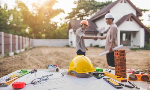 Engineer inspection in workplace for architectural plan